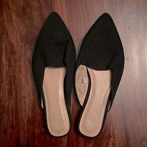 A New Day Black Suede Pointed Toe Mules/Clogs | 8 Women’s